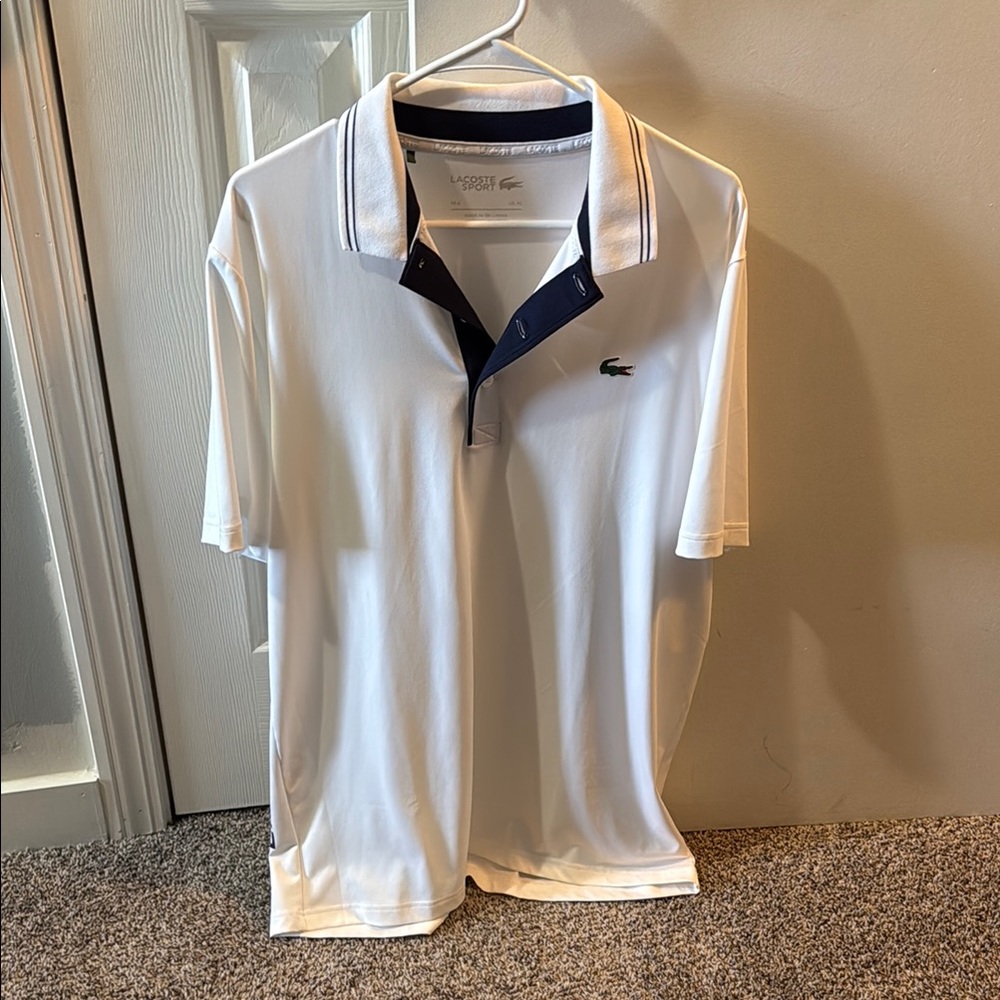Mens Lacoste White Polo Shirt Classic Design